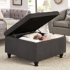DSVIMOY Storage Ottoman with Legs, Square Coffee Table with Nail Trims for Living Room, Dark Gray, 30"*18"*30" - 2 of 4