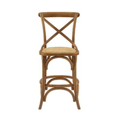 Roxy 42" Gray Wash Wood Counter Stool with Rattan Seat
