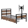 YOOCOZZ Twin Metal Bed with Drawers & Swivel TV Stand - Black - 4 of 4