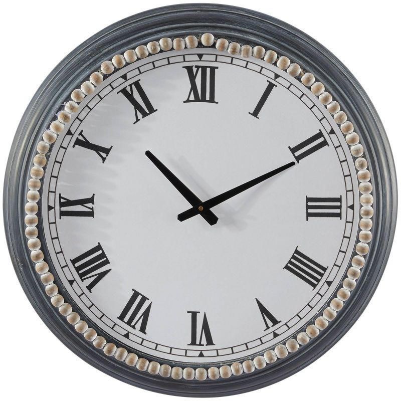 23&#34;x23&#34; Metal Wall Clock with Beaded Accents White - Olivia &#38; May, 1 of 17
