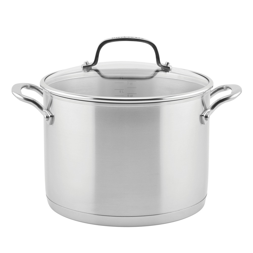 Photos - Pan KitchenAid 3-Ply Base Stainless Steel 8qt Stockpot with Lid 