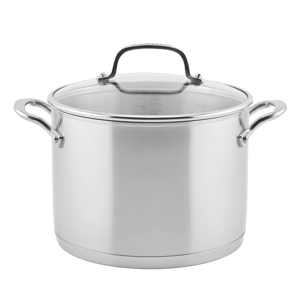 KitchenAid 3-Ply Base Stainless Steel 8qt Stockpot with Lid