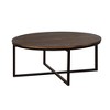 42" Arcadia Acacia Wood Round Coffee Table Dark Brown - Alaterre Furniture: Industrial Style, Metal Legs - 2 of 4