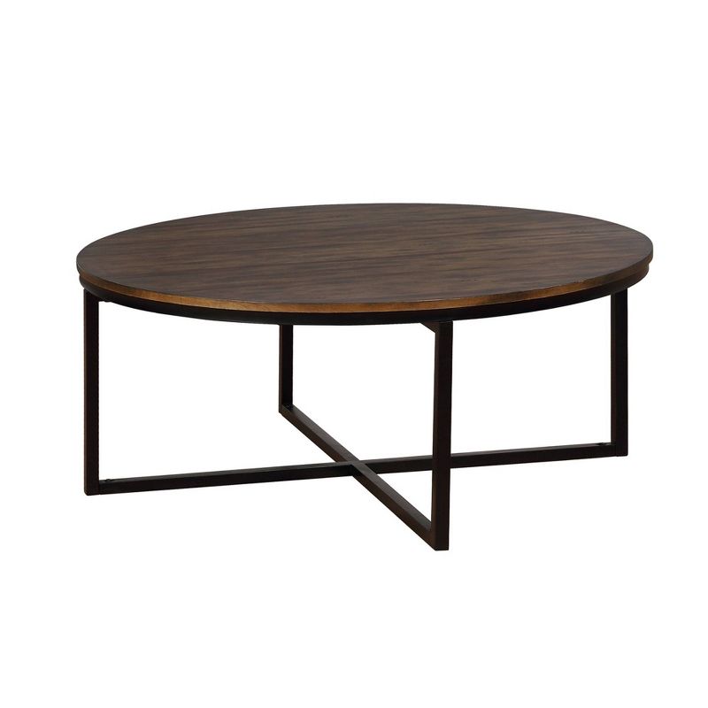 42&#34; Arcadia Acacia Wood Round Coffee Table Dark Brown - Alaterre Furniture, 3 of 8