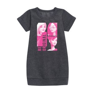 - Barbie - Be Original Squares Graphic Short Sleeve Fleece Dress - 1 of 3