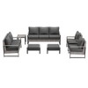 Sonkuki Outdoor Furniture Set Patio Conversation Sofa with Coffee Table Set, All-Weather PE Rattan Couch with Cushion - 2 of 4