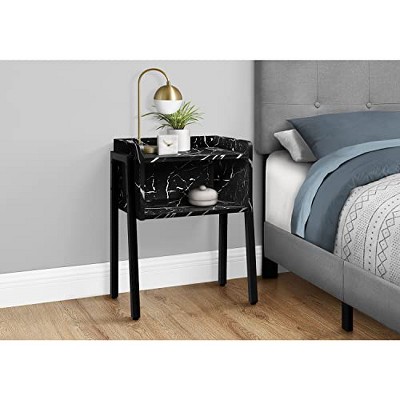 Black Marble and Metal Rectangular Accent Table
