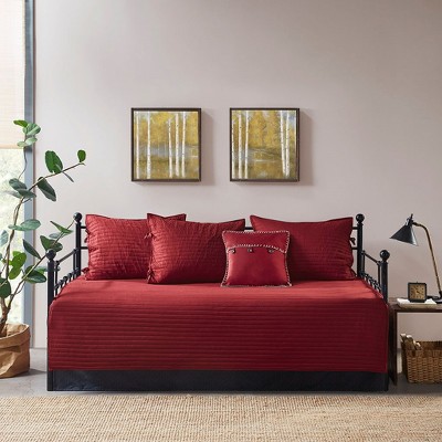 Vynxaria 6-Piece Reversible Scalloped Edge Daybed Cover Set - Cottage Charm, Twin Size