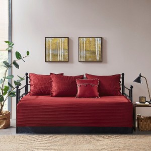 Vynxaria 6-Piece Reversible Scalloped Edge Daybed Cover Set - Cottage Charm, Twin Size - 1 of 4