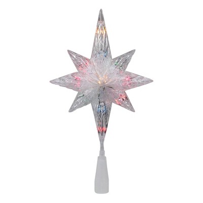 Northlight 11" Lighted Clear Crystal Star of Bethlehem Christmas Tree Topper - Multicolor Lights