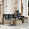 vidaXL Patio Sofa Set with Cushions Outdoor Furniture 6 Piece Poly Rattan - Gray without storage - 2 of 4