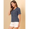 Allegra K Women's Button V Neck Full Placket Short Sleeve Floral Top - 4 of 4