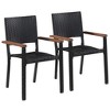 vidaXL Dining Chair Set of 2 Black PE Rattan Standard Durable - 2 of 4