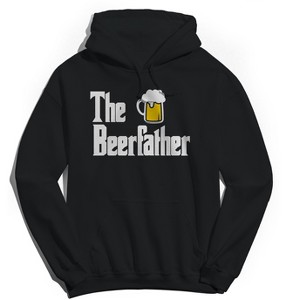 Rerun Island Men's The Beerfather Long Sleeve Graphic Cotton Sweatshirt Hoodie - Black XL - 1 of 3