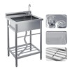 Utility Sink, Freestanding Single Bowl Laundry Sink with Hot and Cold Water, Stainless Steel Sink with Storage Shelf for Kitchen and Bathroom - 4 of 4