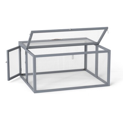 Folding Rabbit Hutch with Lockable Doors, 43.3 x 37 x 21.3 Inches ...