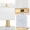 JONATHAN Y Chloe (Set of 2) 24.5" Modern Iron/Marble Ceramic Table Lamps with USB Charging Port (Includes LED Light Bulb): ETL Listed, Linen Shade - 4 of 4