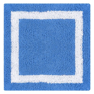 Hotel Collection Plush Reversible Striped Blue/White Cotton Bath Rug Set