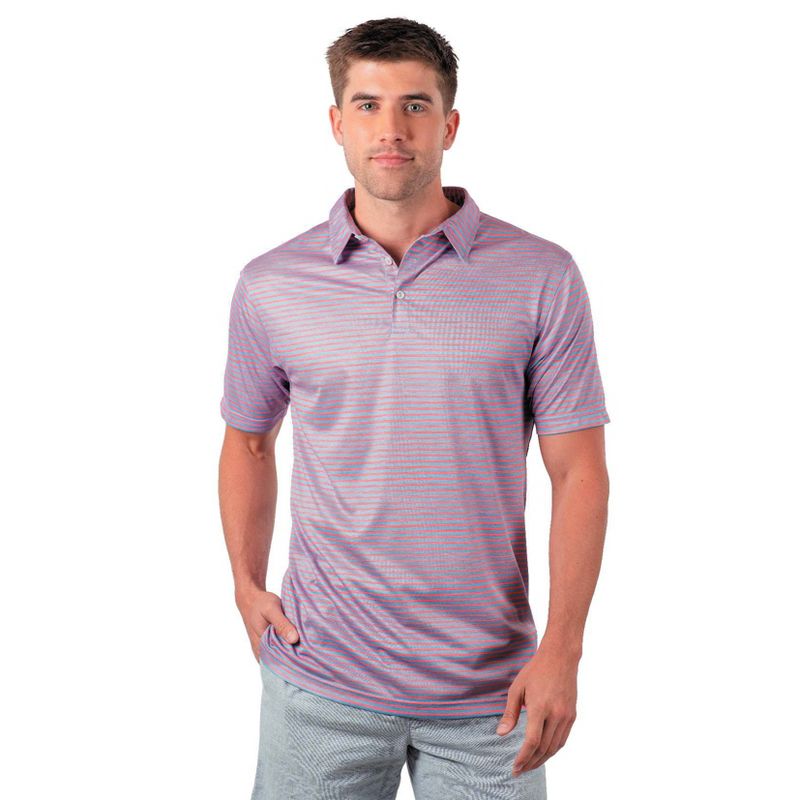 Burnside Men's Burn Golf Polo Shirt | Blue, Red or Navy  Striped, 1 of 4