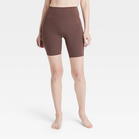 Women's Brushed Sculpt Curvy Pocket Bike Shorts 8 - All In Motion™  Espresso Xl : Target