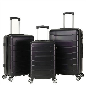 BEAFUP Retractable Luggage Compartment with a Lightweight and Durable Hard Shell, Rotating Wheels, Password Lock, 3-piece Set, Black - 1 of 4