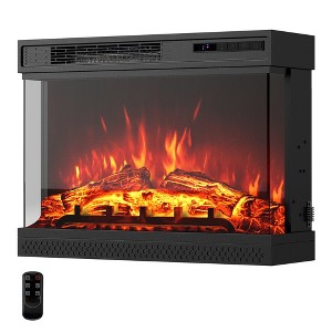 Tangkula 24" 3-Sided Electric Fireplace Insert w/Remote Control 3 Flame Colors 1-6H Timer - 1 of 4