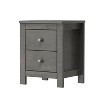 PAGED Night Stand Set 2 Retro Simple Bedside Table Wooden Nightstand with 2 Storage Drawers for Bedroom, Antique Gray - 4 of 4