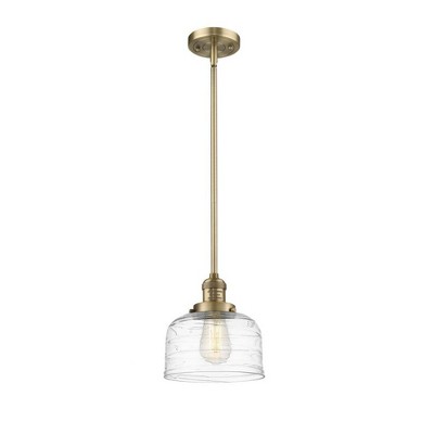 Bell - 1 Light Stem Hung Mini Pendant In Industrial Style-10 Inches Tall and 8 Inches Wide