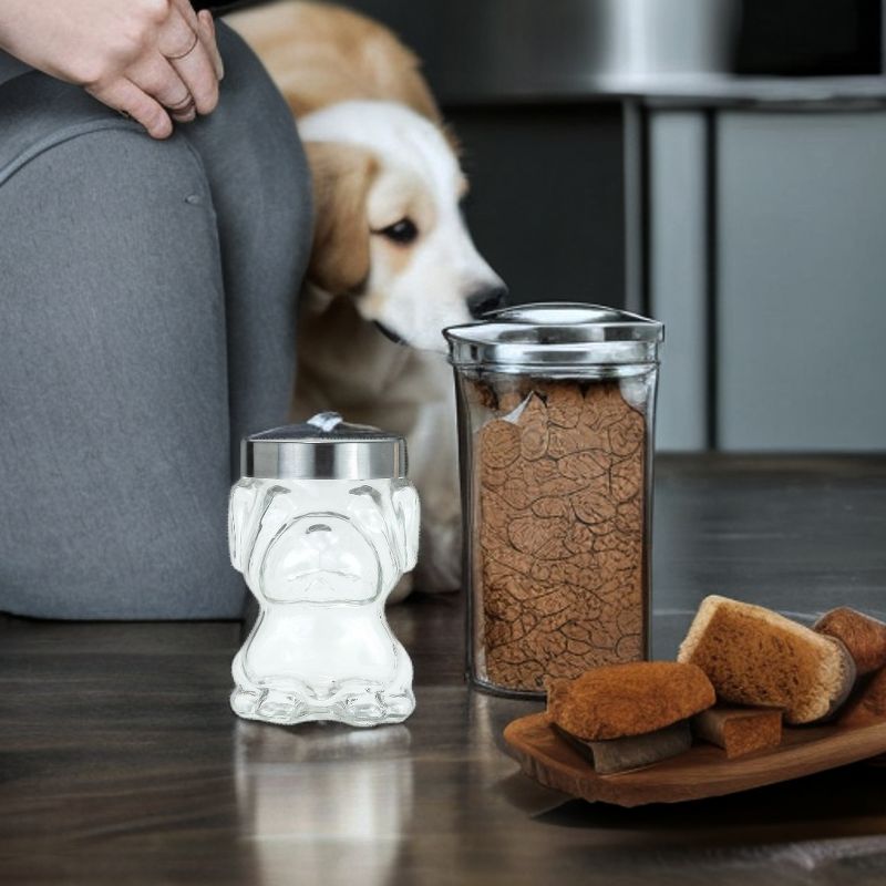 Amici Pet Mad Dog Glass Canister Airtight Dog Treat Jar, Cute Dog Treat Jar for Kitchen Counter, 48 oz., 4 of 6
