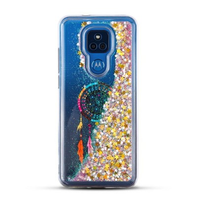 MyBat Quicksand Glitter Hybrid Protector Cover Case Compatible With Motorola Moto G Play (2021) - Dreamcatcher Gold Stars