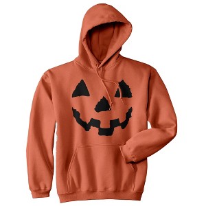 Adult Pumpkin Face Hoodie Funny Jack-O-Lantern Halloween Hooded Sweatshirt - Crazy Dog Hoodie - 1 of 4