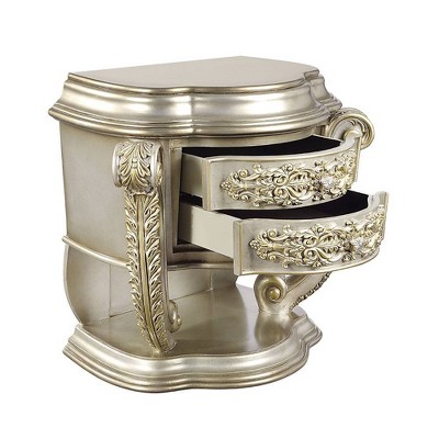 Danae 35" Champagne and Gold 2-Drawer Nightstand