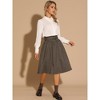 INSPIRE CHIC Women's Plaid Vintage High Waist Double Belted A-Line Midi Skirt - 4 of 4
