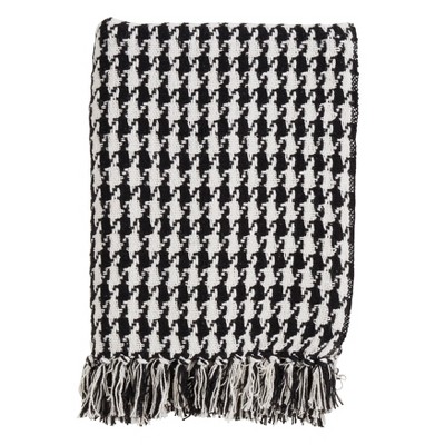 50"x60" Houndstooth Throw Blanket Black - Saro Lifestyle