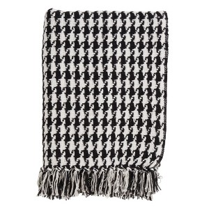 50"x60" Houndstooth Throw Blanket Black - Saro Lifestyle: Cotton Weave, Modern Decor, Machine Washable - 1 of 4