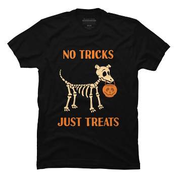 Men's Design By Humans No Tricks Just Treats Cute Halloween Dog Skeleton By rawresh6 T-Shirt