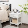 Costway Nightstand with Drawer Storage Shelf Wooden Bedside Sofa Side Table White\Brown - 2 of 4