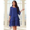 INSPIRE CHIC Women's Round Neck Semi Sheer 3/4 Bell Sleeve Asymmetrical Layered Tiered Midi Dress - 4 of 4