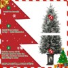 4.5ft Snow Flocked Pre-Lit Christmas Tree with 200 Lights, 8 Modes, Red Berries and Pot Base - 2 of 4