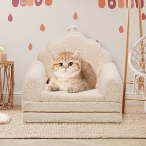 Shell-Shaped Convertible Dog Bed Sofa (22.8"x18.8"x15.7"): 2-in-1 Pet Bed & Couch With Machine-Washable Cover, Stylish Colors - 1 of 4