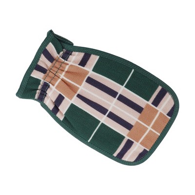 Unique Bargains Geometry Drawstring Shower Gloves for Bathroom 9.45"x5.91" Green 1 Pc