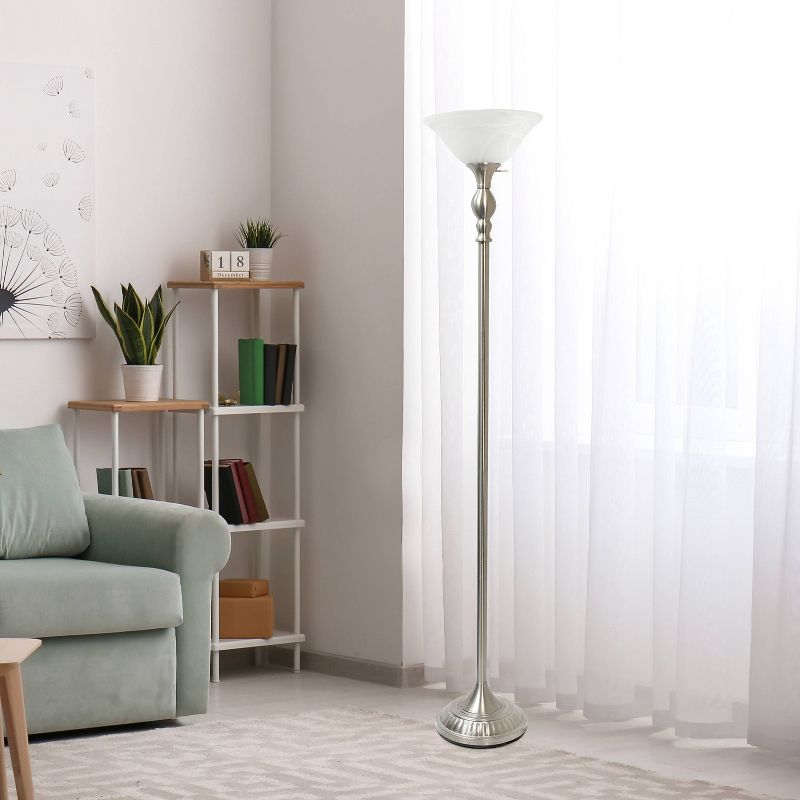 1-Light Classic Torchiere Floor Lamp with Marbleized Glass Shade - Lalia Home, 5 of 9