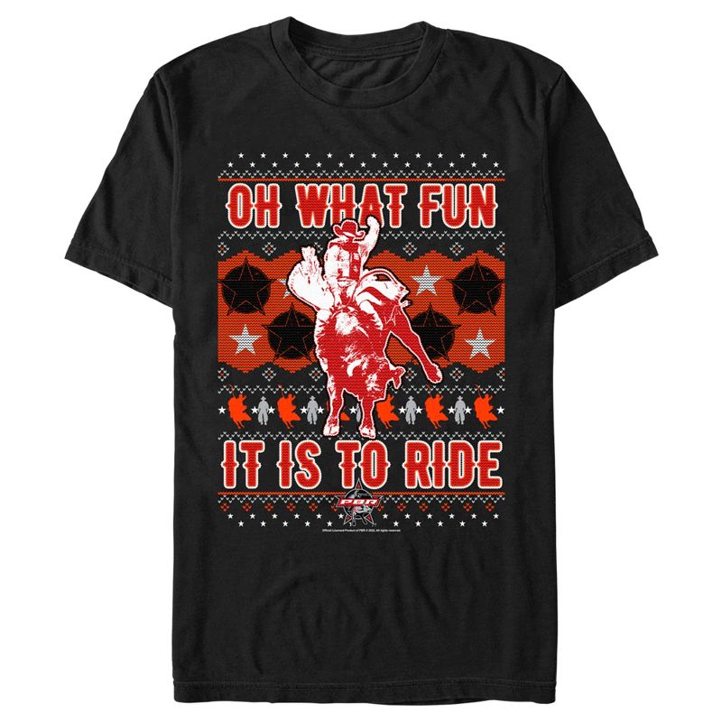 Men's Professional Bull Riders Oh What Fun it is to Ride Sweater Print T-Shirt, 1 of 6