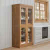 Contemporary Black Wooden Display Cabinet - 6 Shelf Organizer with Four Glass Doors - 3 of 4