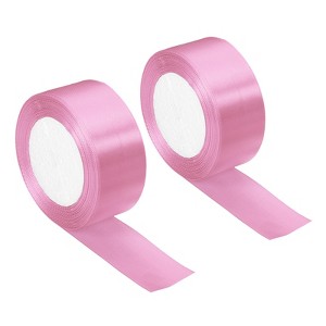 Unique Bargains Single Side Solid DIY Wrapping Decoration Roll Satin Ribbons 2 Pcs - 1 of 4