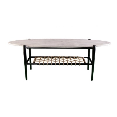 Relckin Faux Marble Cocktail Table White/Black - Holly & Martin