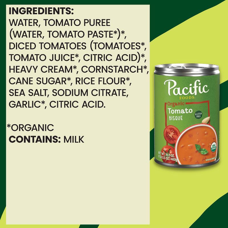 Pacific Foods Organic Gluten Free Hearty Tomato Bisque - 16.3oz, 4 of 12