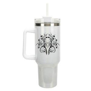 Elanze Designs Rose Vine Floral Damask Pattern Wrap-Around 40 Oz. Stainless Steel Water Bottle Coffee Mug, Spill & Leak Resistant, Travel Tumbler with - 1 of 4