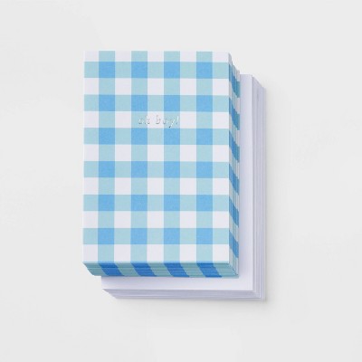 24ct Baby Boy Cards - Spritz™: Gingham Check, Foil Accents, New Baby Stationery, Includes Envelopes, Classic Pattern