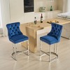 Sapphtopaz Modern Bar Stools Velvet Dining Chairs with Button Back & Rivet Trim Counter Bar Stool Set of 2 for Kitchen Island, Dining Room - 3 of 4